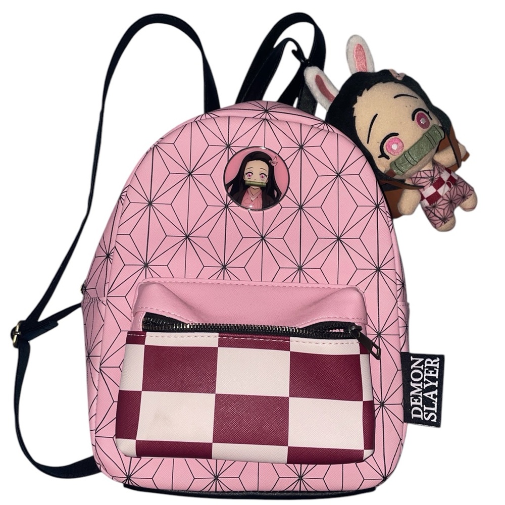 Demon Slayer Nezuko Metal Badge Mini Backpack with Tomonui Plush Series 4 Nezuko